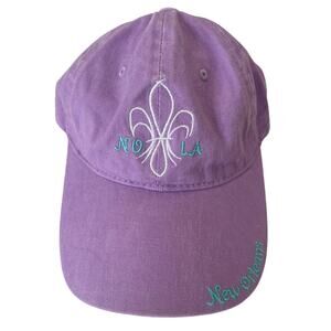 NOLA New Orleans Hat Cap Purple One Size Adjustable Embroidered Adult